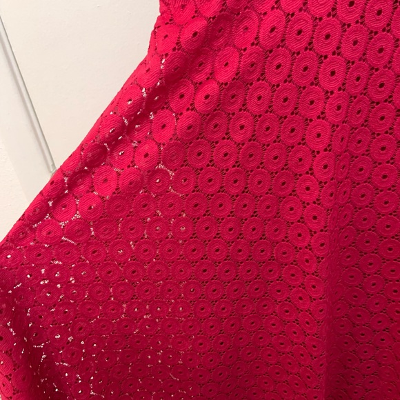 Lane Bryants Red Magenta Eyelet Wrap Dress 22 - Picture 5 of 8